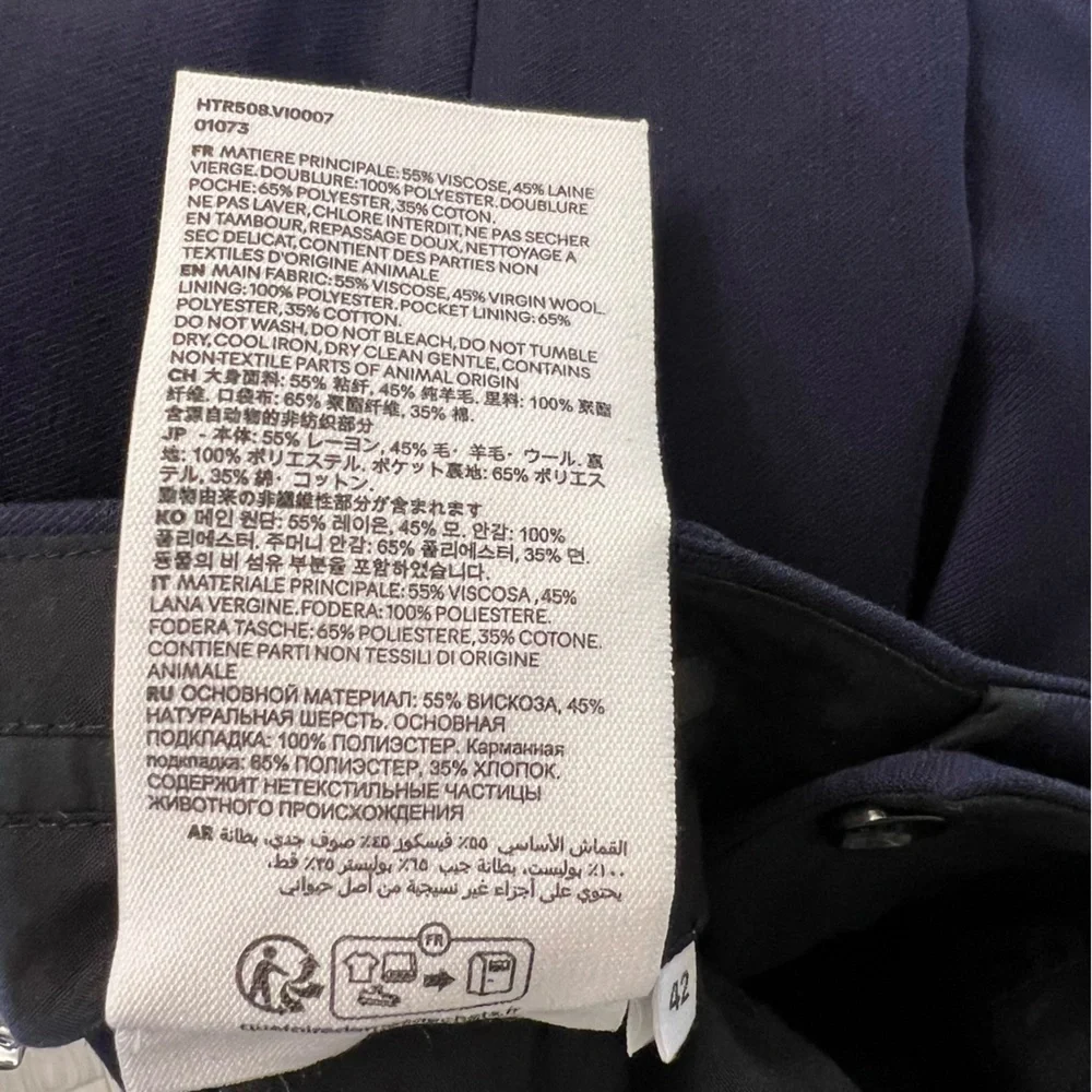 Ami Pleated Front Virgin Wool Trousers Navy Blue Size 42 NWT Contemporary Modern